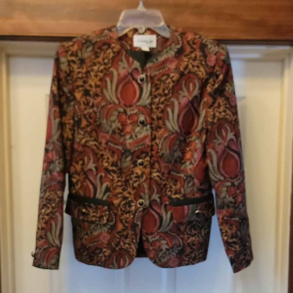Vintage Henry Lee Boho Artsy Multicolored Blazer Jacket Womens 8